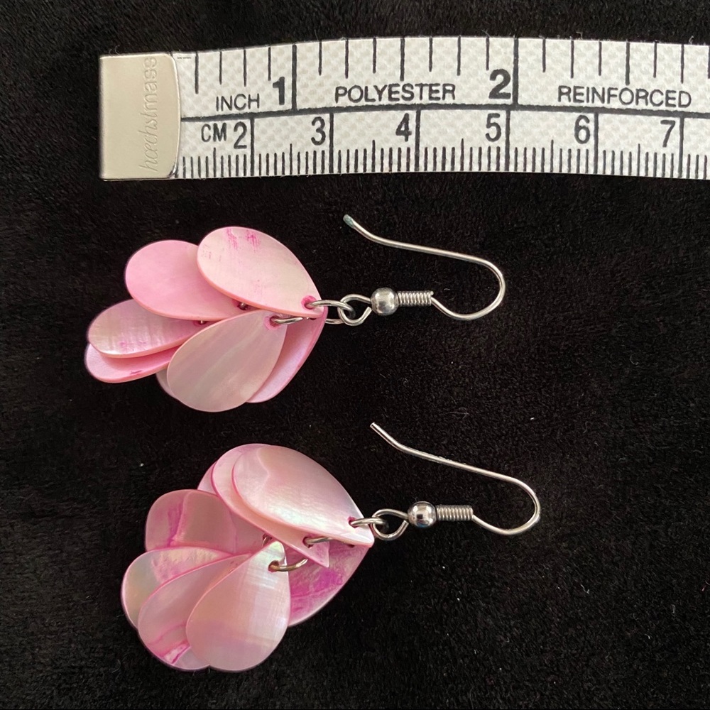 Pink drop earrings